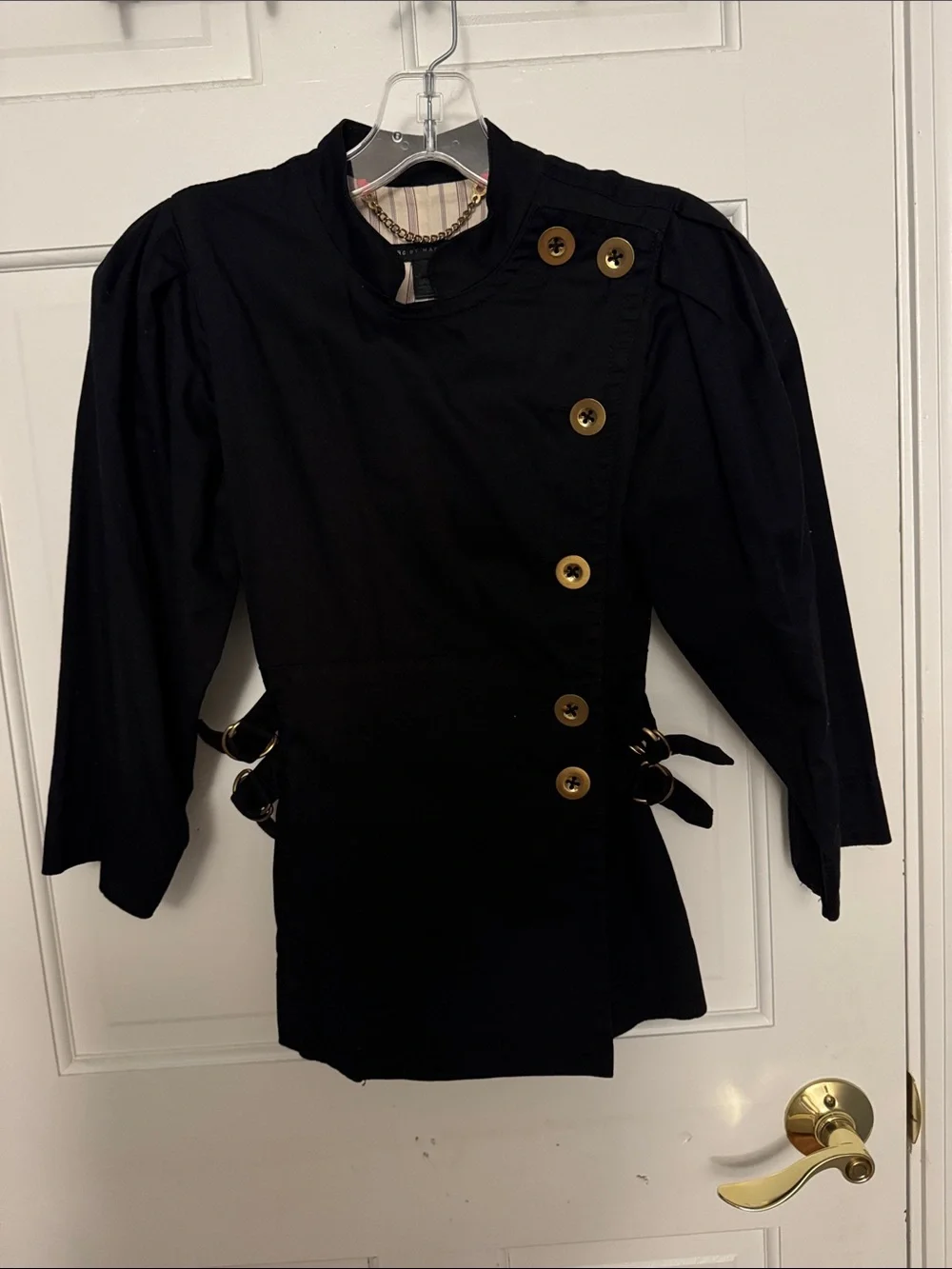 Marc Jacobs Black Women's Lightweight Trench Coat with Contrast Lining - Picture 4 of 6